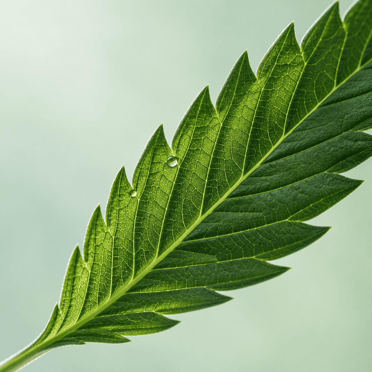 The fine veins and natural texture of a hemp leaflet